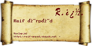 Reif Árpád névjegykártya